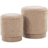 Marla Storage Ottoman Set in Brown Fabric (Set of 2)